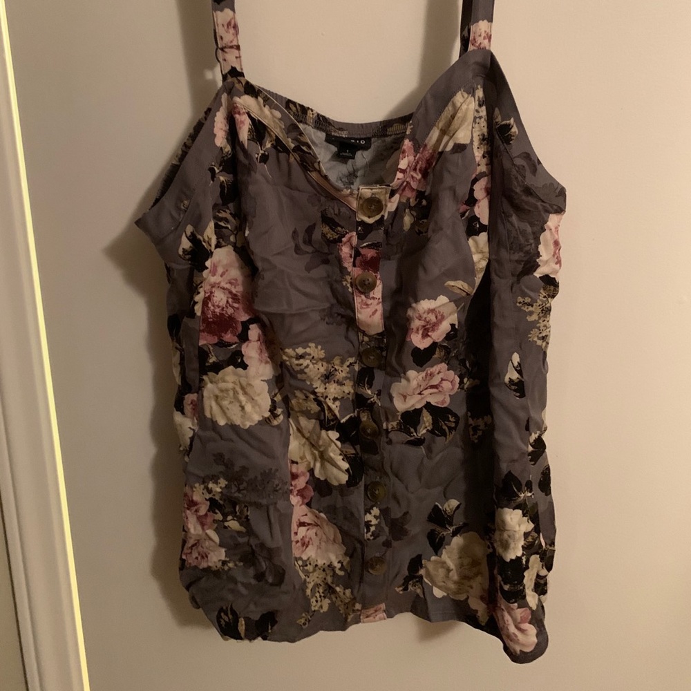 NWT Torrid Grey Floral Challis Fit n Flare Tank 1